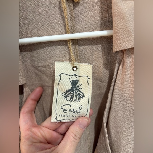 NEW! Easel Linen Blend Utility Belted Lightweight Coat Camel Blush Pink Small - Picture 3 of 11
